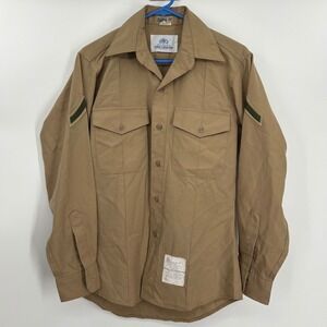 DSCP Valor Collection Mens Khaki Military Service Shirt Long Sleeve 15x33 Tan‎
